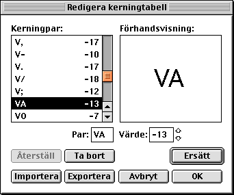 Kerningtabell